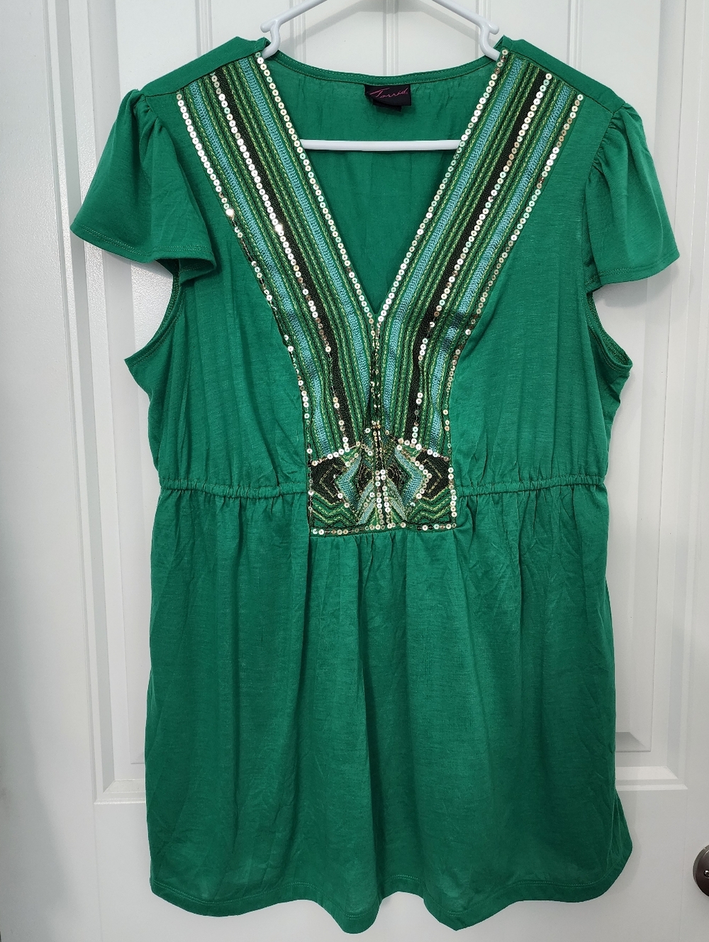 Torrid Green Top with Sequin Details, Plus Size 1